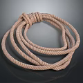 Brown Twisted Rope In Coiled Loop Shape With Textured Surface For Home Daily Use 3d model