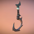 Fantasy Hooked Weapon With Carved Handle Decorative Pearl And Sharp Metal Blade