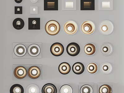 Modern Downlights and Spotlights in Various Styles and Black White Gold Colors for Ceiling Lighting 3d model