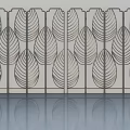 Modern Hinged Door Featuring Intricate Leaf Pattern Design And Metal Frame 3d model
