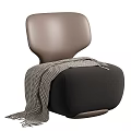 Modern Light Brown Leisure Chair With Plaid Blanket And Black Accent Design