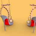 High Heels 3 Shoes Sandals Dress Shoes Women's Shoes 3d model