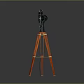 Vintage Commercial Film Projector On Orange Tripod With Green Reels For Professional Screening