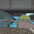 Modern Sales Office Building With Glass Curtain Walls Water Features And Wooden Deck
