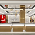 Elegant New Chinese Style Jewelry Store Interior With Wooden Reception Counter And Exquisite Traditional Decorations