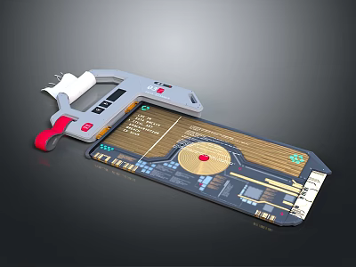 Electronic Saw Tool With Red Handle And Display Panel Featuring Lines And Circles 3d model