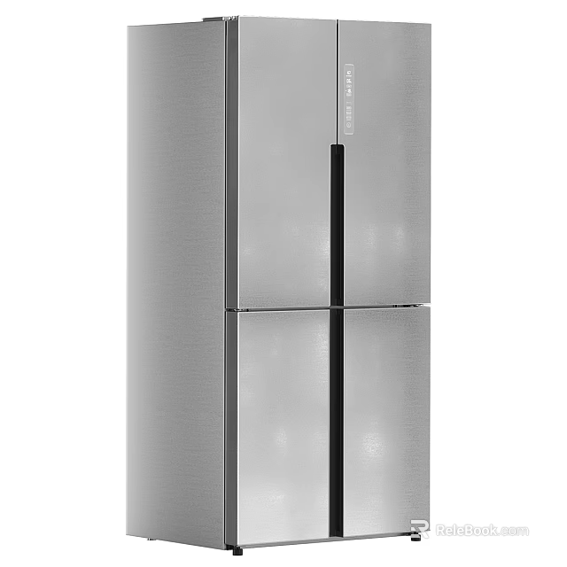 Modern Stainless Steel Refrigerator Freezer With Silver Sleek Finish And Double Door Design 3d model 