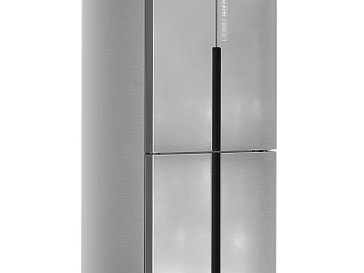 Modern Stainless Steel Refrigerator Freezer With Silver Sleek Finish And Double Door Design 3d model