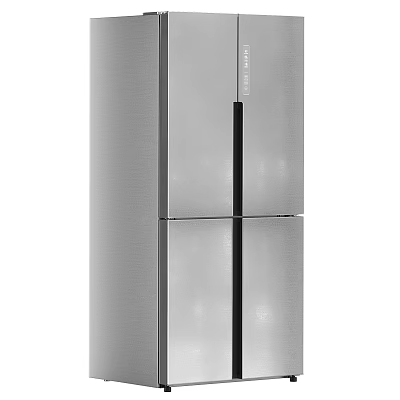 Modern Stainless Steel Refrigerator Freezer With Silver Sleek Finish And Double Door Design 3d model