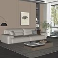 Double sofa and coffee table combination 3d model