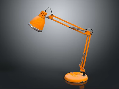 Orange Desk Lamp With Adjustable Arm And Stable Base For Home Office 3d model