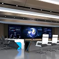 Spacious Monitoring Control Room With Large Display Screens And Rows Of Seats