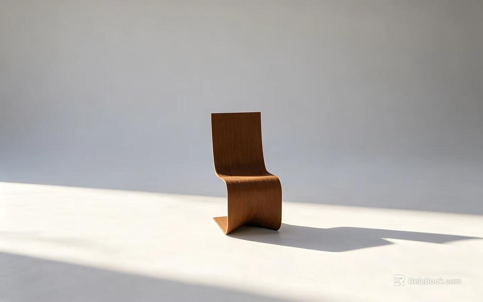 Modern Sleek Wooden Single Chair Design Against Light Interior Background With Shadow 3d model 
