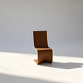 Modern Sleek Wooden Single Chair Design Against Light Interior Background With Shadow