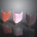 Set Of Three Red Pink Purple Fringed Daily Use Items For Home