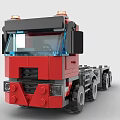Detailed Building Blocks Truck Model With Red Black Cab And Headlights