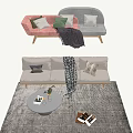 Modern Multiplayer Sofa Sofa Coffee Table Combination 3d model