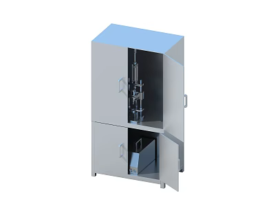 Industrial Metal Storage Cabinet With Double Open Doors And Internal Compartments 3d model