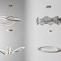 Modern Contemporary Pendant Lights With Geometric Circular Wave Double Ring Designs 3d model