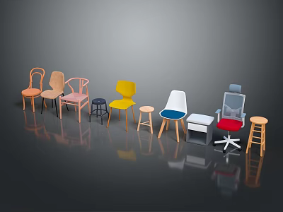 Various Colored Leisure Chairs With Different Styles And Unique Designs On 3d model