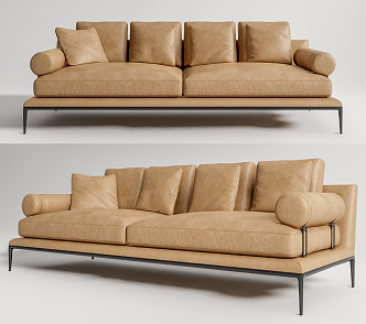 modern double sofa double leather sofa 3d model