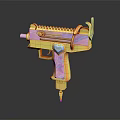 Cute Yellow And Pink Toy Gun With Heart Design And Cartoon Style