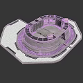 Sci-Fi Metallic Circular Platform Structure With Central Core And Grid Details