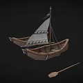 Traditional Handcrafted Wooden Sailing Boat With Carved Hull And Sail Design
