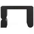 Modern Black Console Table With Unique Geometric Design And Curved Base Support