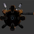 Futuristic Orange And Blue Motorcycle With Mechanical Details And Shiny Reflective Surface