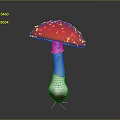 Red Mushroom With White Spots On Cap And White Stem Brown Base