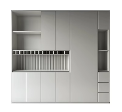 Modern Wine Cabinet Interior With Minimalist Design Shelves And White Doors 3d model