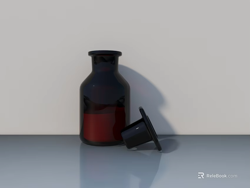 Kitchen Appliance Bottle With Red Liquid On Gray Countertop Surface 3d model