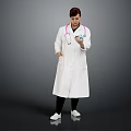 Woman In White Doctor Coat With Stethoscope Holding Globe Standing Against Gray Background
