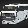 White Modern Coach Bus With Large Windows And Roof Ventilation System 3d model