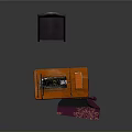 Sewing Machine On Orange Table With Purple Patterned Fabric And Gray Chair