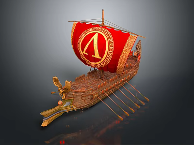 Chinese-style ship ancient ship ancient warship large ancient ship ancient warship 3d model