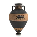 Ancient Greek Style Ceramic Vase With Two Handles And Black Running Figures Design