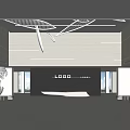 Company lobby reception front desk office building lobby hotel lobby rest area office reception hall gate 3d model