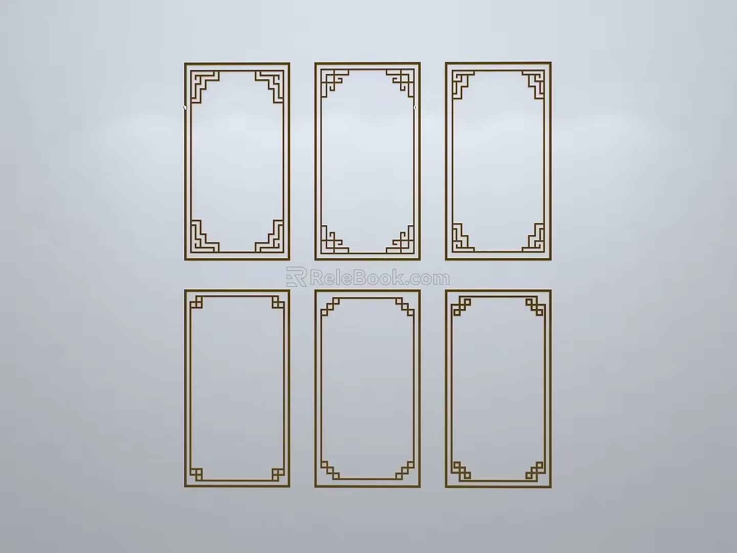 Chinese-style window grilles silhouette pane window sill border openwork window 3d model