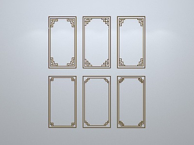 Chinese-style window grilles silhouette pane window sill border openwork window 3d model