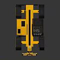 Yellow and Black Forklift Industrial Vehicle 3D Model with Detailed Design Render