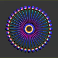 Vibrant Circular Structure With Colorful Spheres Radial Lines And 3D Art Design