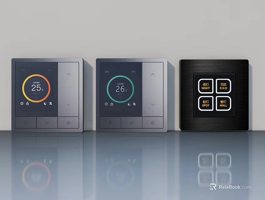 Modern Hinged Door With Digital Control Panels And Temperature Display Features 3d model