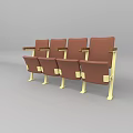 Public Chairs With Brown Seats Armrests And Metal Frames Arranged In Row