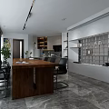 Modern Public Office Space Interior With Long Wooden Table Black Chairs Pendant Lights And Storage Cabinets
