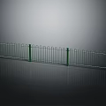 Green Metal Security Fence With Vertical Rails And Support Posts 3d model