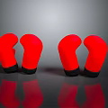 Two Pairs Of Red Boxing Gloves Placed On Reflective Surface For Daily Use