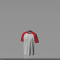 Red And White Raglan Short Sleeve T-shirt With Classic Casual Style