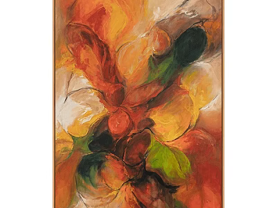 Abstract Modern Wall Decor Painting With Vibrant Orange Yellow Green Hues 3d model